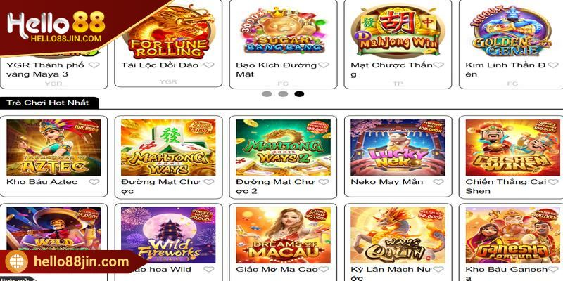 Vô vàn các trò chơi slot hấp dẫn quy tụ khi giới thiệu HELLO88